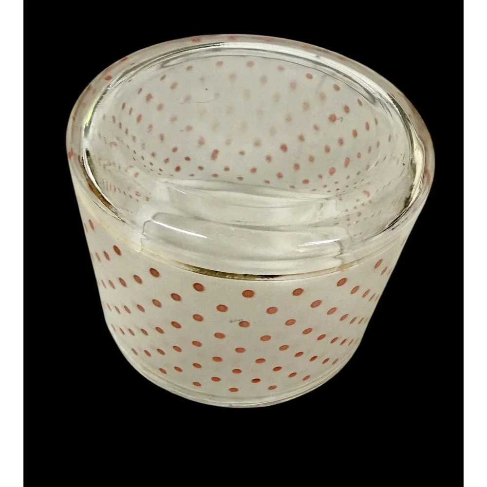 Vintage Gold Gilded Red Polka Dot Ice Bucket - Art Deco Barware